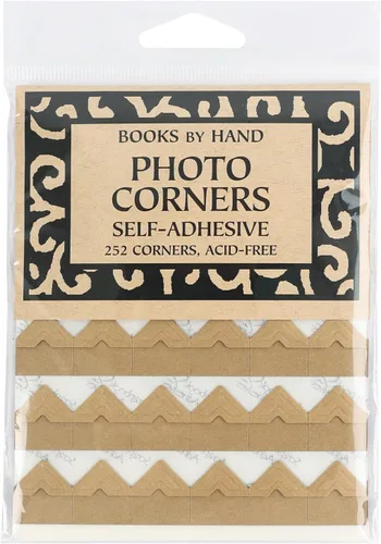 Lineco Esquinas fotográficas de papel kraft sin ácidos de 0.5 pulgadas, autoadhesivas, sensibles a la presión, no amarillean, monta imágenes sin