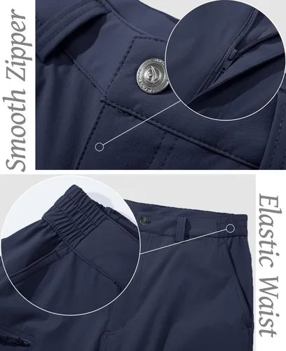 Miniatura 5 de MAGCOMSEN Pantalones de senderismo para hombre, 6 bolsillos, resistentes al agua, pantalones de trabajo de pesca Ripstop, ligeros, de secado rápido