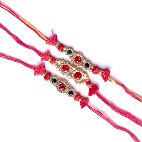 Juego de 3 pulseras de hilo Rakhi Raksha Bandhan hechas a mano Rakhee Raksha Bandhan Raksha Bandhan de regalo El color y el diseño pueden variar