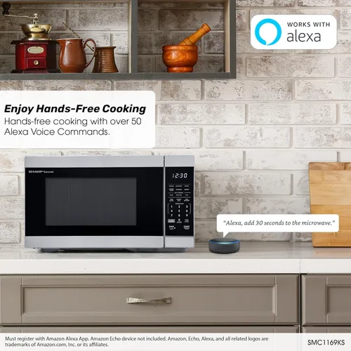 Miniatura 4 de SHARP Horno de microondas de encimera compatible con Alexa certificado por Orville Redenbacher's con plato giratorio Carousel extraíble de 12.4