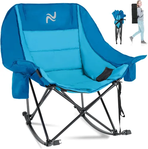 Miniatura 11 de LILYPELLE Oversized Rocking Camping Chair for Adults, Heavy Duty Folding Outdoor Chair 400 LBS Capacity, Padded Portable Rocker Chair with Cooler
