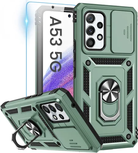 Miniatura 11 de Goton Funda compatible con Samsung Galaxy A53 5G con cubierta de cámara y anillo de soporte con protector de pantalla de vidrio templado, grado