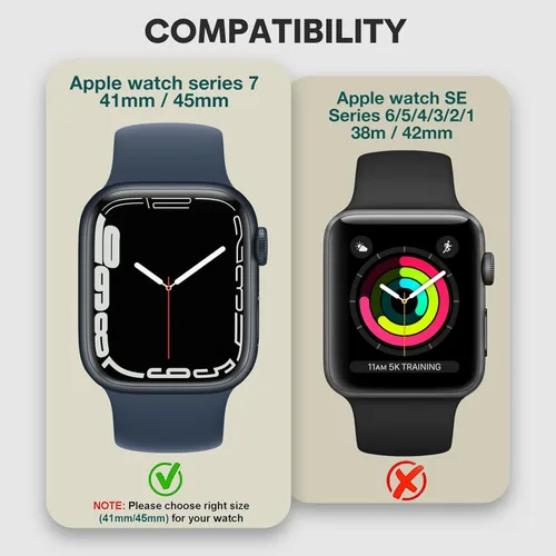 Miniatura 2 de [Paquete de 2] Funda impermeable 2 en 1 compatible con Apple Watch Series 9, 8, 7, 1.772 pulgadas, protector de pantalla de vidrio templado