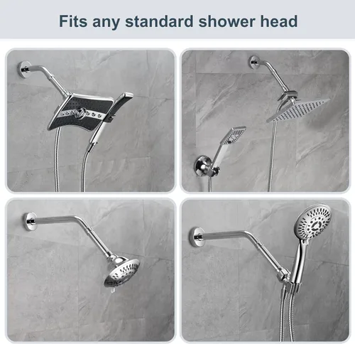 Miniatura 4 de BRIGHT SHOWERS Extensor de brazo de ducha para lluvia y cabezal de ducha de mano, brazo de extensión de cabezal de ducha de 4 pulgadas, extensión