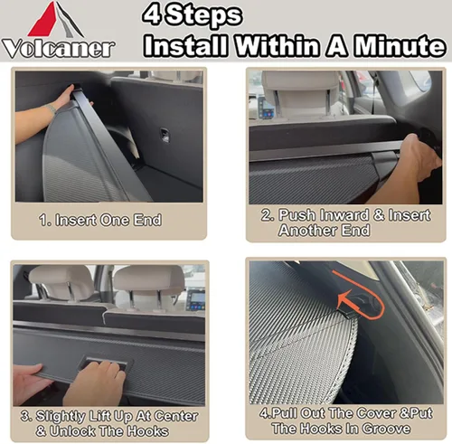 Miniatura 3 de Cubierta de Carga para Accesorios de Jeep Grand Cherokee 2011-2021, Protector Retráctil de Seguridad para Equipaje con Textura de Fibra de Carbono