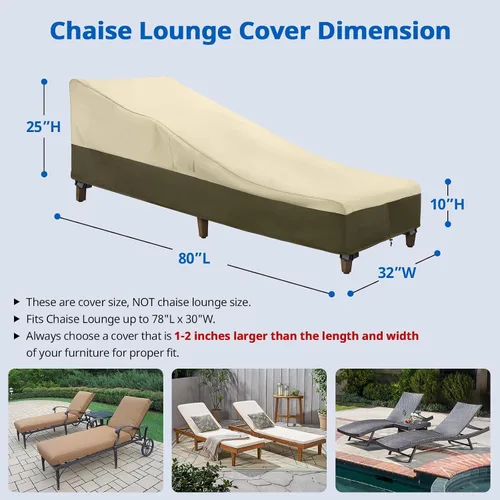 Miniatura 2 de SunPatio Funda para tumbona impermeable al aire libre, resistente, paquete de 2 fundas para sillas de patio, resistentes a los rayos UV, a Beige