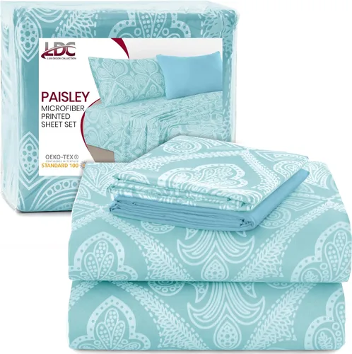 Miniatura 8 de LDC LUX Décor Colección - Juego de sábanas para cama de tamaño individual con estampado de cachemira – 4 piezas de sábanas de microfibra ultra