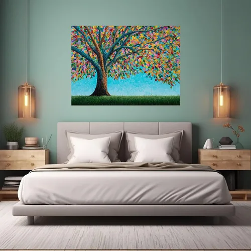 Miniatura 2 de VOCBAN Tree of Life Wall Art The Picture Artwork Canvas Prints Tree Pictures Poster Retro Artwork for Bedroom Living Room Home Decoration(green