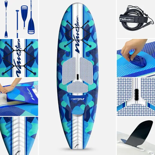 Miniatura 6 de WAVESTORM SUP Kayak híbrido de 9 pies y 6 pies con parte superior suave de espuma para adultos y niños de todos los niveles de kayak de remo, azul