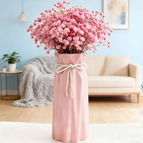 Miniatura 3 de Disoza Florero de cerámica de 9.5 pulgadas de alto x 3.9 pulgadas de ancho, jarrón rosa moderno para decoración del hogar para centros de mesa