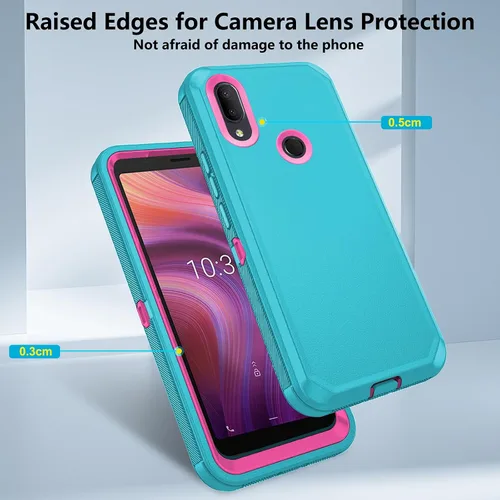 Miniatura 4 de Asuwish Funda de teléfono para Alcatel 3V 2019, híbrida, resistente, a prueba de golpes, dura, a prueba de caídas, cuerpo completo, resistente