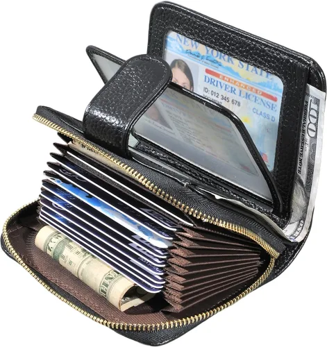 Miniatura 2 de Beurlike billetera de cuero, con tarjetero con bloqueo RFID, organizador, billetera segura para mujer