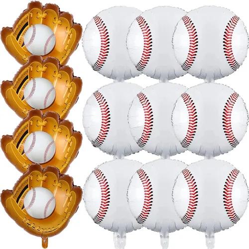 YUJUN 13 globos de béisbol, guantes de béisbol gigantes, globos deportivos de Mylar para fiestas de cumpleaños, béisbol, deportes, suministros de