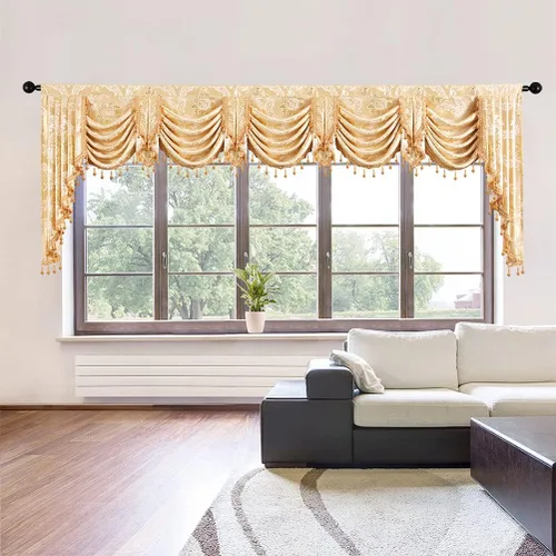 Miniatura 17 de ELKCA - Cenefa de cascada de tejido jacquard para dormitorio, cenefa de cortina de lujo para sala de estar