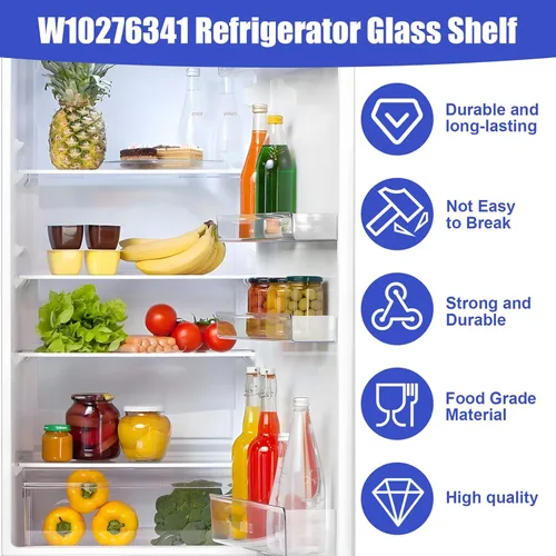 Miniatura 4 de Estante de vidrio para refrigerador W10276341 Piezas Compatibles con Kenmore, Whirlpool, Reemplazo de estante de vidrio para refrigerador 2309523