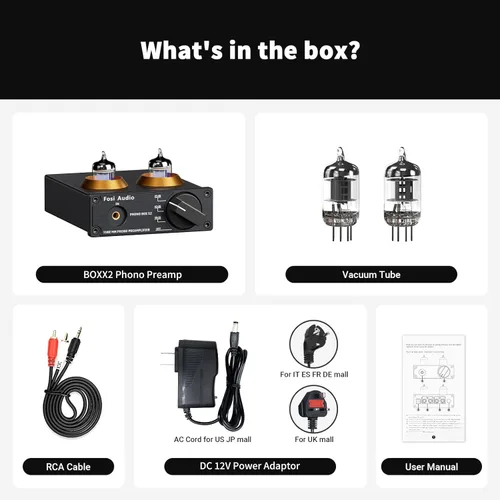Miniatura 9 de Fosi Audio Box X2 Preamplificador de Fono, Mini Preamplificador de Audio Estéreo Hi-Fi con Engranaje de Ganancia, Preamplificador para Tocadiscos MM