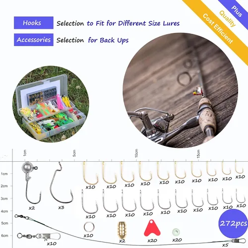 Miniatura 6 de EXAURAFELIS Juego de señuelos de pesca, kit de señuelos para lubina, trucha, salmón, agua dulce, equipo de aparejos de pescado, incluye cuchara