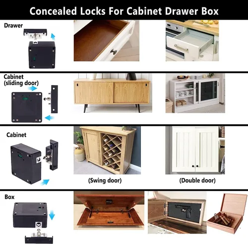 Miniatura 7 de Cerradura electrónica RFID para gabinete, cerraduras de cajón NFC inteligentes, cerradura de tarjeta oculta para muebles de madera para gabinetes