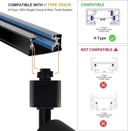 Miniatura 7 de 12 cabezales de iluminación LED negros (sin rieles de oruga) con bombillas GU10 reemplazables, focos de techo blancos cálidos de 3000 K
