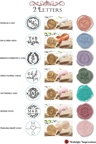 Miniatura 3 de Sello de cera con monograma personalizado para boda, iniciales personalizadas para parejas, hecho a mano en Estados Unidos, múltiples opciones