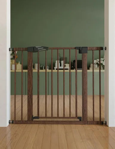 Miniatura 13 de Babelio Puerta de bebé metálica, de 74-122 cm, con cierre automático, fácil de instalar, puerta de seguridad para niños extra ancha, puerta