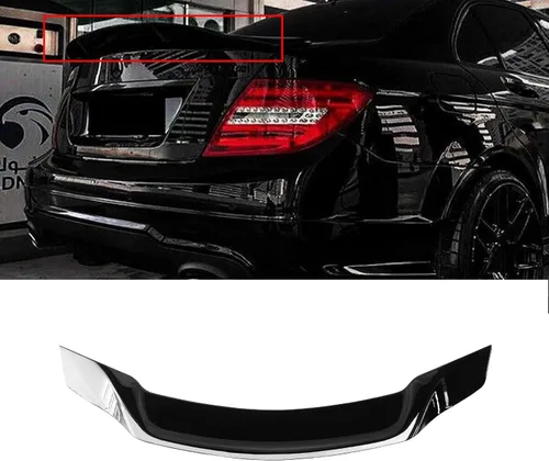 NINTE Alerón trasero W204 para 2008-2014 Mercedes Benz W204 C250 C300 C63 ABS Negro brillante pintado alerón trasero 2009 2010 2011 2012 2013