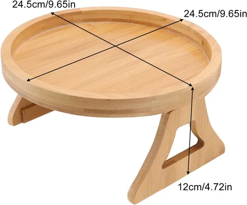 Miniatura 2 de Bandeja de aperitivos para sofá, textura de madera, bandeja para reposabrazos de sofá, mesa de brazo plegable con clip para aperitivos de café y té