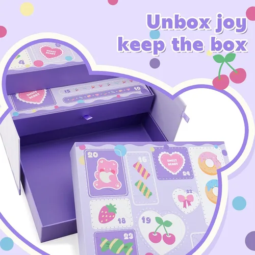 Miniatura 7 de Glam Code Calendario de Adviento de maquillaje de 24 días 2025, juego de regalo de maquillaje de belleza para adolescentes y mujeres adultas, Púrpura