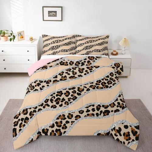 Miniatura 8 de Erosebridal Juego de edredón con estampado de leopardo, juego de ropa de cama con estampado de guepardo, juego de ropa de cama y colecciones