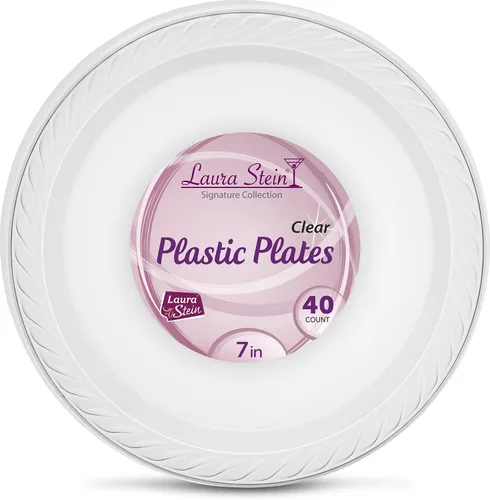 Miniatura 4 de Laura Stein - Platos desechables de plástico transparente de alta calidad, de gran peso, para postre, ideal para bodas, eventos, fiestas, catering