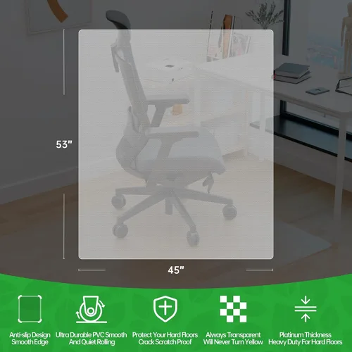 Miniatura 7 de 100pointONE Tapete para silla de oficina para suelos de madera dura, tapete para silla de computadora de fácil deslizamiento, protector de suelo