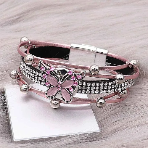 Miniatura 7 de Brazalete de pulsera con dije a presión, joyería de poliuretano trenzada, botón a presión, Cuero