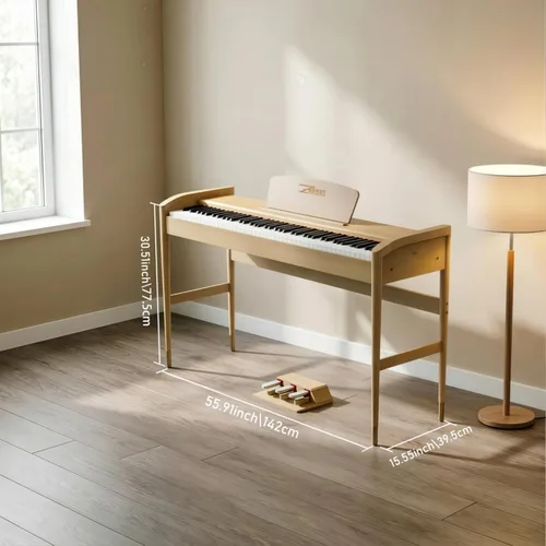 Miniatura 5 de Teclado de piano con peso de 88 teclas con soporte de madera maciza, piano de teclado eléctrico para el hogar para adultos y principiantes, incluye