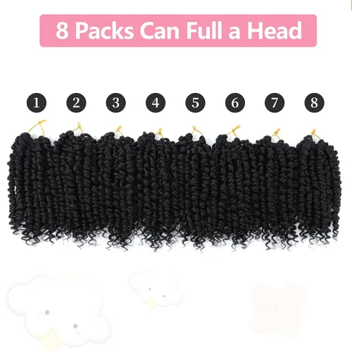Miniatura 6 de Fulcrum Cabello Passion Twist de 6 pulgadas, 8 paquetes de cabello de ganchillo Passion Twist para mujeres negras, cabello pretrenzado de ganchillo
