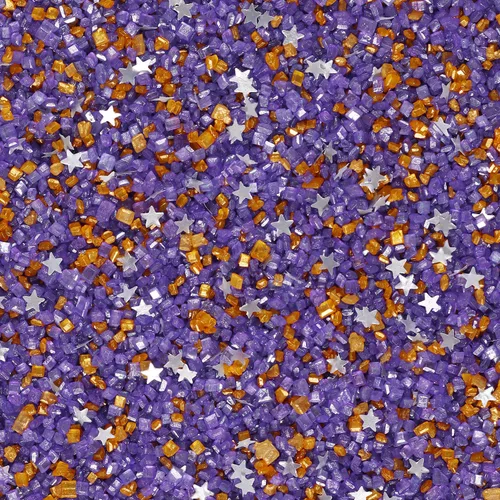 Miniatura 16 de Mezcla de estrellas con purpurina plateada comestible de lijado, chispas de azúcar comestible azul y morado para decoración de pasteles, azúcar