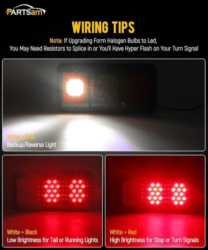 Miniatura 3 de Partsam 2 luces LED de triple cola 45 LED, montaje vertical u horizontal, luces traseras LED rectangulares de montaje vertical u horizontal, luces