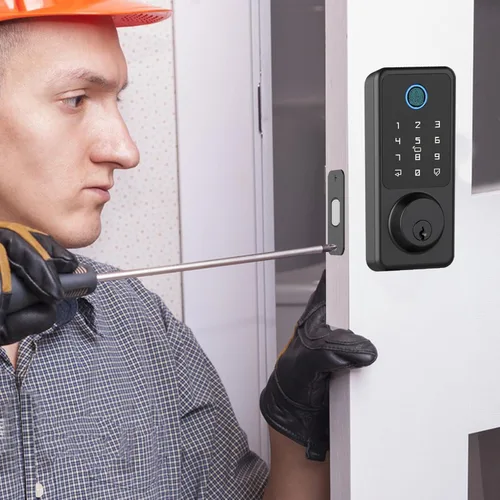 Miniatura 9 de Cerradura de entrada sin llave para puerta delantera, cerradura de puerta de huellas dactilares con teclado de pantalla táctil, cerrojo electrónico
