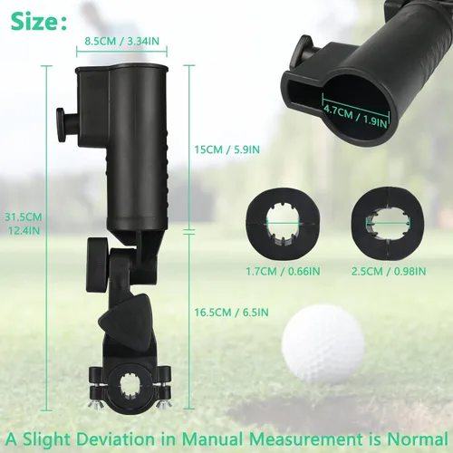 Miniatura 3 de INNOLIFE Soporte universal para paraguas de carrito de golf, accesorio de montaje ajustable de 3 ruedas para cochecito, silla de ruedas, bicicleta