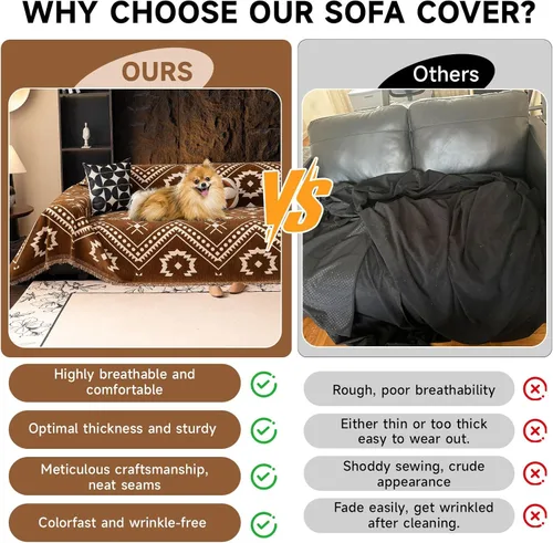 Miniatura 229 de VClife Fundas de sofá bohemio de felpilla para sofá seccional, fundas de sofá suaves y antideslizantes para sofá de 2 cojines, protector de muebles
