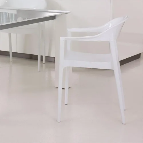 Miniatura 8 de Compamia Carmen - Silla de comedor para patio con asiento blanco brillante (juego de 2)