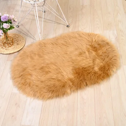 Miniatura 9 de RosieLily Alfombra de piel sintética ultrasuave de 1.3 x 2 pies, piel de oveja lanuda esponjosa, lavable a máquina, manta decorativa