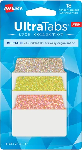 Miniatura 14 de Avery, Multi-Use Ultra Tabs - 2 x 1.5 pulgadas, diseños iridiscentes holográficos, 18 pestañas de páginas reposicionables (74145)