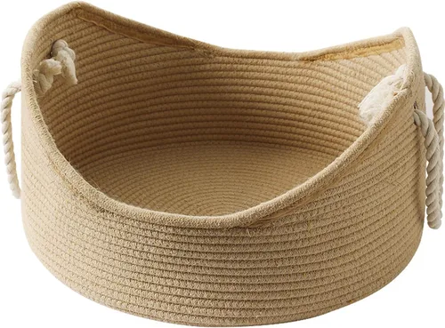 Miniatura 8 de Cama de algodón tejida para gatos con cuerda de algodón para perros pequeños y gatos, cesta de nido para dormir, hecha a mano, cuna natural