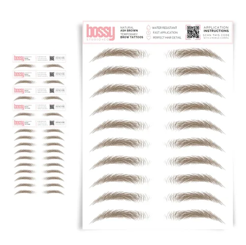 Miniatura 67 de 5 paquetes de tatuajes temporales para cejas, adhesivos impermeables para cejas, tatuajes falsos para el cabello tipo pelar de transferencia