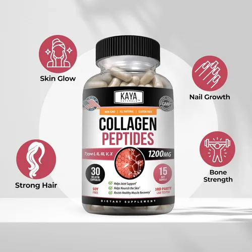 Miniatura 4 de Kaya Naturals Polvo complejo de péptidos de colágeno múltiple para mujeres y hombres, vital para el cabello, la piel, las uñas