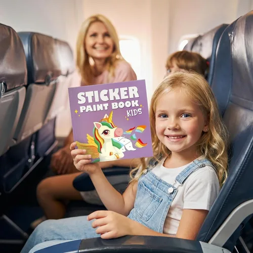Miniatura 2 de Divertidos Libros de Pintura con Calcomanías para Niños, Juego de 2 – Entretenida Actividad de Calcomanías con Temas Vibrantes que Mantiene a