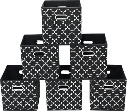 Miniatura 34 de Contenedores de almacenamiento de tela, organizadores de tela con asa, cubos plegables para almacenamiento de tela o accesorios, 11 x 11 x 11 Naranja