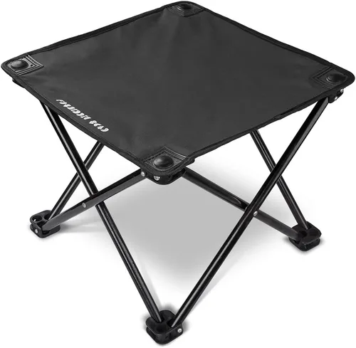 Forbidden Road Taburete de camping portátil para senderismo, pesca, mochilero, playa, viajes, capacidad de 220 libras (negro, 14.17 x 11.8 pulgadas)