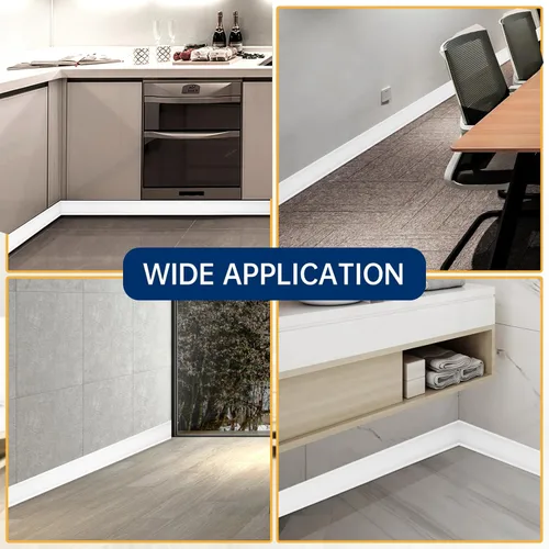 Miniatura 5 de Moldura Flexible para Zócalo de 4 Pulgadas, Base de Pared de Vinilo Autoadhesivo, Despegar y Pegar, Base Cóncava de Goma, Moldura para Zócalo