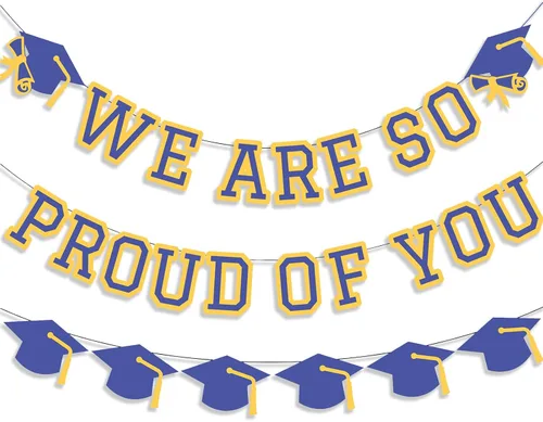 Miniatura 13 de Letrero con texto en inglés «We Are So Proud Of You», decoración para fiesta de graduación, guirnalda de tapa de felicitaciones, letrero de pared